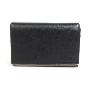 プラダ(PRADA)のプラダ PRADA カードケース レザー ブラック シルバー メンズ 送料無料【中古】 e58570a(パスケース/IDカードホルダー)