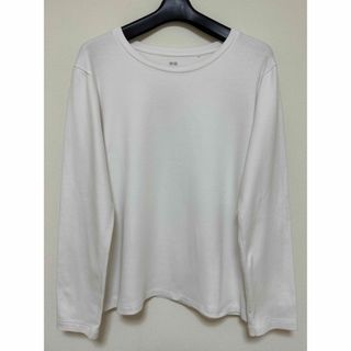 ユニクロ(UNIQLO)の【値下】UNIQLO白長袖シャツLサイズ(Tシャツ/カットソー(七分/長袖))