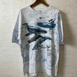 90Ｓ　シングルステッチ　ハビタット　海洋生物　ビンテージ　半袖メンズ　古着(Tシャツ/カットソー(半袖/袖なし))