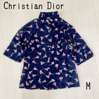 クリスチャンディオール(Christian Dior)のクリスチャンディオール　シャツ　花柄　レトロ　M(シャツ/ブラウス(半袖/袖なし))