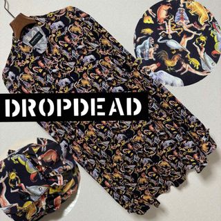 DROPDEAD■アニマル 殺戮 タトゥー柄 袖フリル バンドカラー シャツ L(シャツ)