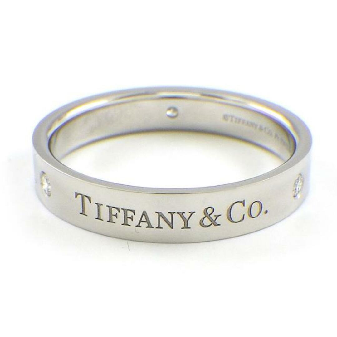 Tiffany & Co.(ティファニー)のティファニー Tiffany & Co. リング フラット バンド 幅4.0mm ロゴ 3ポイント ダイヤモンド PT950 21号 / 4.1 【中古】 レディースのアクセサリー(リング(指輪))の商品写真