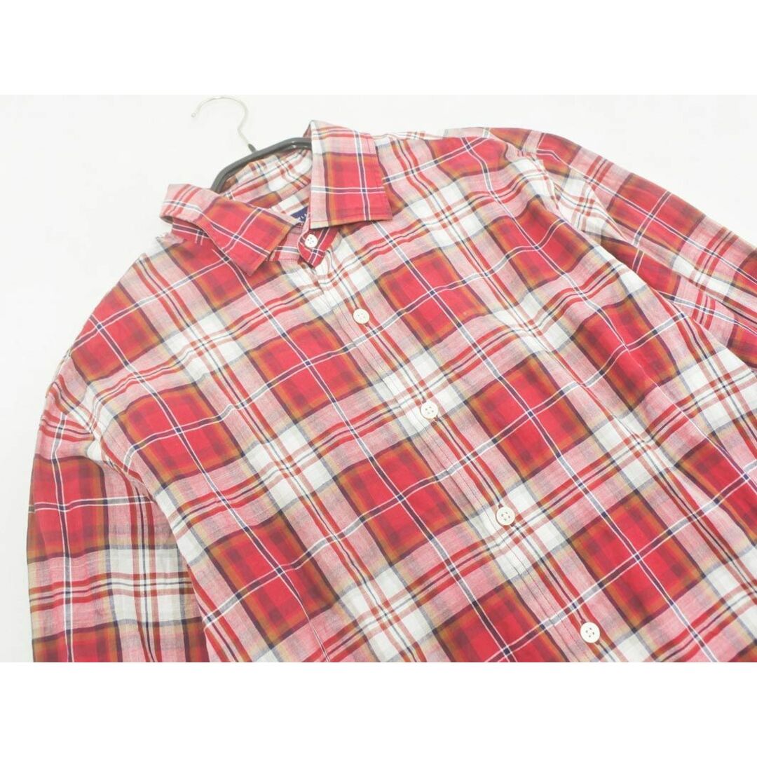 TOMORROWLAND(トゥモローランド)のトゥモローランド 綿麻 チェック シャツ sizeM/赤 ■◇ メンズ メンズのトップス(シャツ)の商品写真
