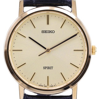 セイコー(SEIKO)の【SEIKO】セイコー 7N01-7060 ステンレススチール×レザー クオーツ アナログ表示 メンズ ゴールド文字盤 腕時計(腕時計(アナログ))