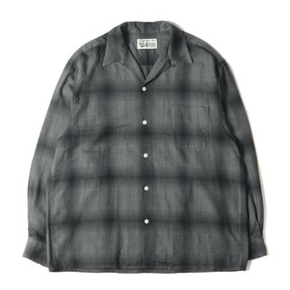 WACKO MARIA - 美品 WACKO MARIA ワコマリア シャツ サイズ:XL 23SS オンブレチェック オープンカラー レーヨン 長袖シャツ OMBRAY CHECK OPEN COLLAR SHIRT L/S グレー ブラック トップス カジュアルシャツ【メンズ】【中古】