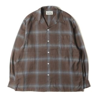 ワコマリア(WACKO MARIA)の美品 WACKO MARIA ワコマリア シャツ サイズ:XL 22AW オンブレチェック オープンカラー レーヨン 長袖シャツ OMBRAY CHECK OPEN COLLAR SHIRT L/S ブラウン グレー トップス カジュアルシャツ【メンズ】【中古】(シャツ)