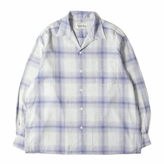 美品 WACKO MARIA ワコマリア シャツ サイズ:XL 23SS オンブレチェック オープンカラー レーヨン 長袖シャツ OMBRAY CECK OPEN COLLAR SHIRT L/S パープル トップス カジュアルシャツ【メンズ】【中古】