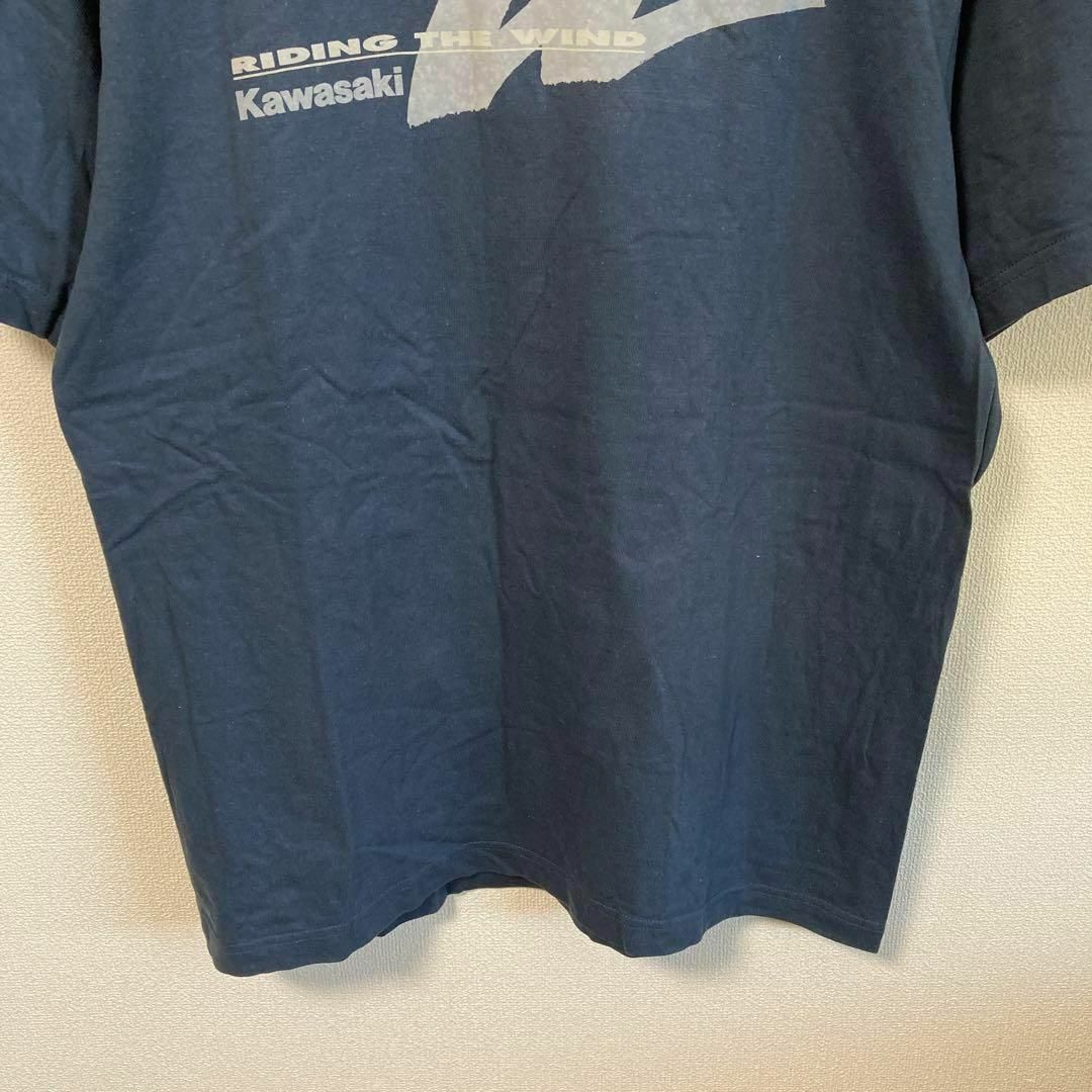 カワサキ(カワサキ)のKAWASAKI Tシャツ プリント　バイク　メンズ　古着　ネイビー　紺色　L メンズのトップス(Tシャツ/カットソー(半袖/袖なし))の商品写真