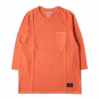 新品 ROUGH AND RUGGED ラフアンドラゲッド Tシャツ サイズ:S 21AW ピグメントダイ加工 ラグラン ポケット クルーネック 7分袖Tシャツ MIL QS レッド トップス カットソー 長袖【メンズ】(Tシャツ/カットソー(半袖/袖なし))