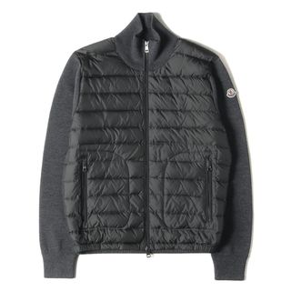 モンクレール(MONCLER)の美品 MONCLER モンクレール ジャケット サイズ:M 17AW ニット コンビ ダブルジップ ナイロン ダウンジャケット MAGLIONE TRICOT CARDIGAN ブルゾン カーディガン グレー アウター ブルゾン【メンズ】【中古】(ダウンジャケット)