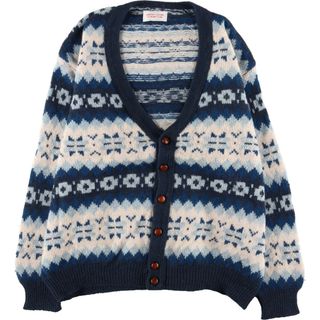 ベネトン(BENETTON)の古着 UNITEDCOLORSOFBENETTON 総柄 スノー柄 雪柄 ノルディック ウールニットカーディガン メンズXL /eaa353721(カーディガン)