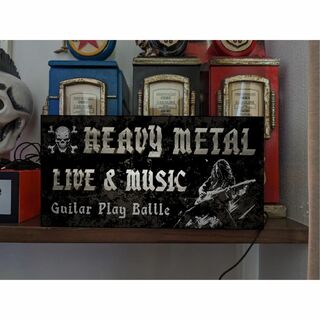 【Lサイズ】ヘビーメタル ハードロック ギター 看板 置物 雑貨 ライトBOX(エレキギター)