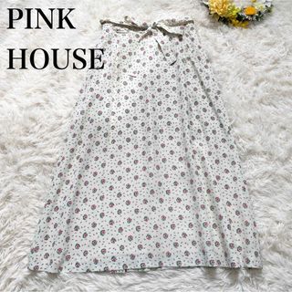 PINK HOUSE - 【PINK HOUSE】ローズ柄スカート ヴィンテージ バックプリーツ