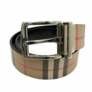 バーバリー(BURBERRY)のBURBERRY バーバリー チェック柄 ベルト PVC レザー シルバー金具 サイズ80 約76～86cm メンズ レディース(ベルト)