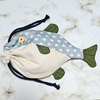 お魚巾着 巾着袋 さかな ハンドメイド No.249(ランチボックス巾着)