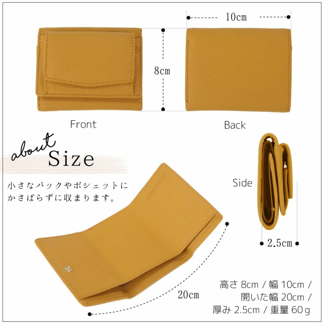 【色: Mustard Yellow】[Sakuramble] ミニ財布 三つ折 レディースのバッグ(その他)の商品写真