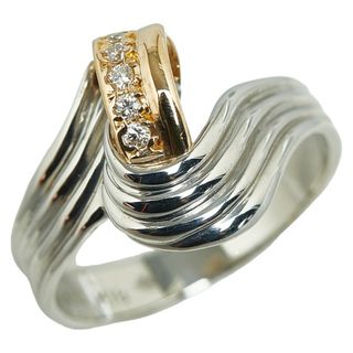 美品 Pt850 プラチナ K18YG イエローゴールド リング 指輪 ダイヤ 0.06ct 【1-0148010】(リング(指輪))