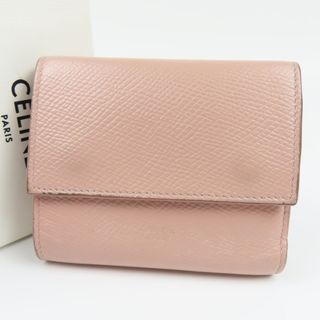 セリーヌ(celine)のCELINE セリーヌ ミニウォレット ロゴ 三つ折り財布 レザー ピンク レディース【中古】(財布)