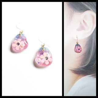 No.554-C　春(小ぶり)☆変形ピアス・イヤリング