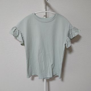 ジーユー(GU)のGU Ｔシャツ カットソー フリル 140 キッズ ミント(Tシャツ/カットソー)