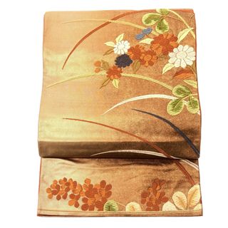 袋帯/美品/西陣/オレンジ×金/仕立上がり/8807(その他)