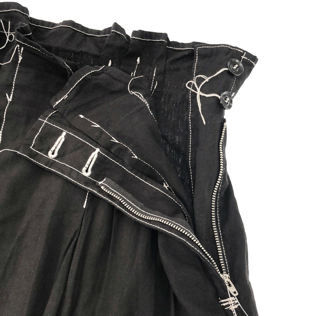 Y's(ワイズ)のY's ワイズ 22SS ランダムタックステッチリネンスカート YG-S16-300 ブラック 2 レディースのスカート(ロングスカート)の商品写真