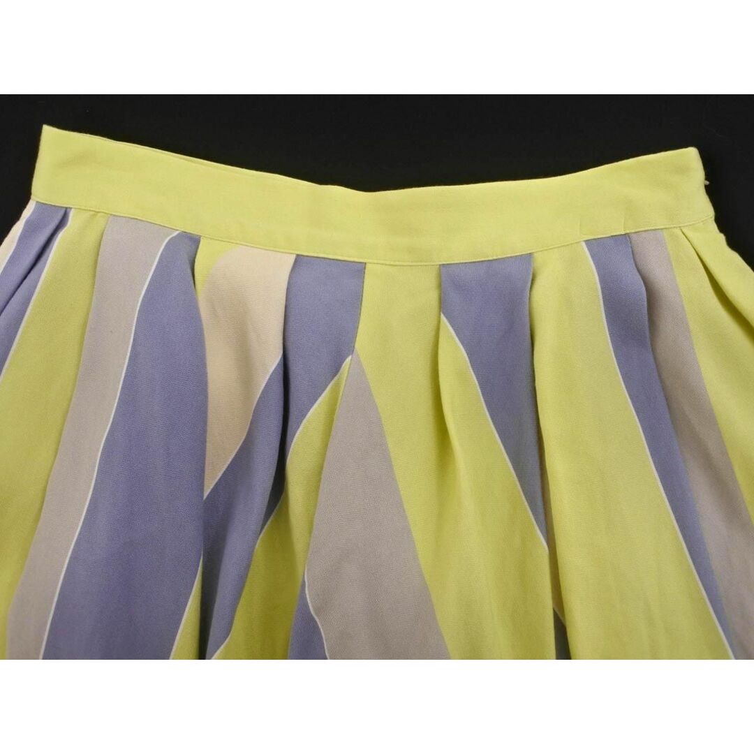 BEAMS(ビームス)のRay BEAMS レイビームス ストライプ タック スカート size1/青ｘ黄緑ｘグレー ■◇ レディース レディースのスカート(ミニスカート)の商品写真