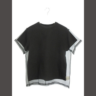 ルシェルブルー(LE CIEL BLEU)のルシェルブルー オーガンザ オーバーレイ Tシャツ カットソー 36 黒(Tシャツ(半袖/袖なし))
