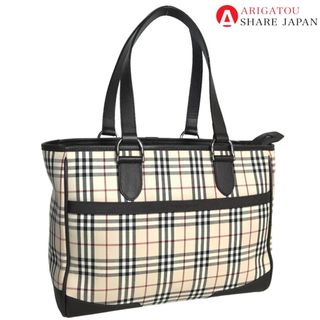 BURBERRY - BURBERRY バーバリー ノバチェック スリングバッグ トートバッグ レディース キャンバス ベージュ 肩掛け 中古品【鑑定済】