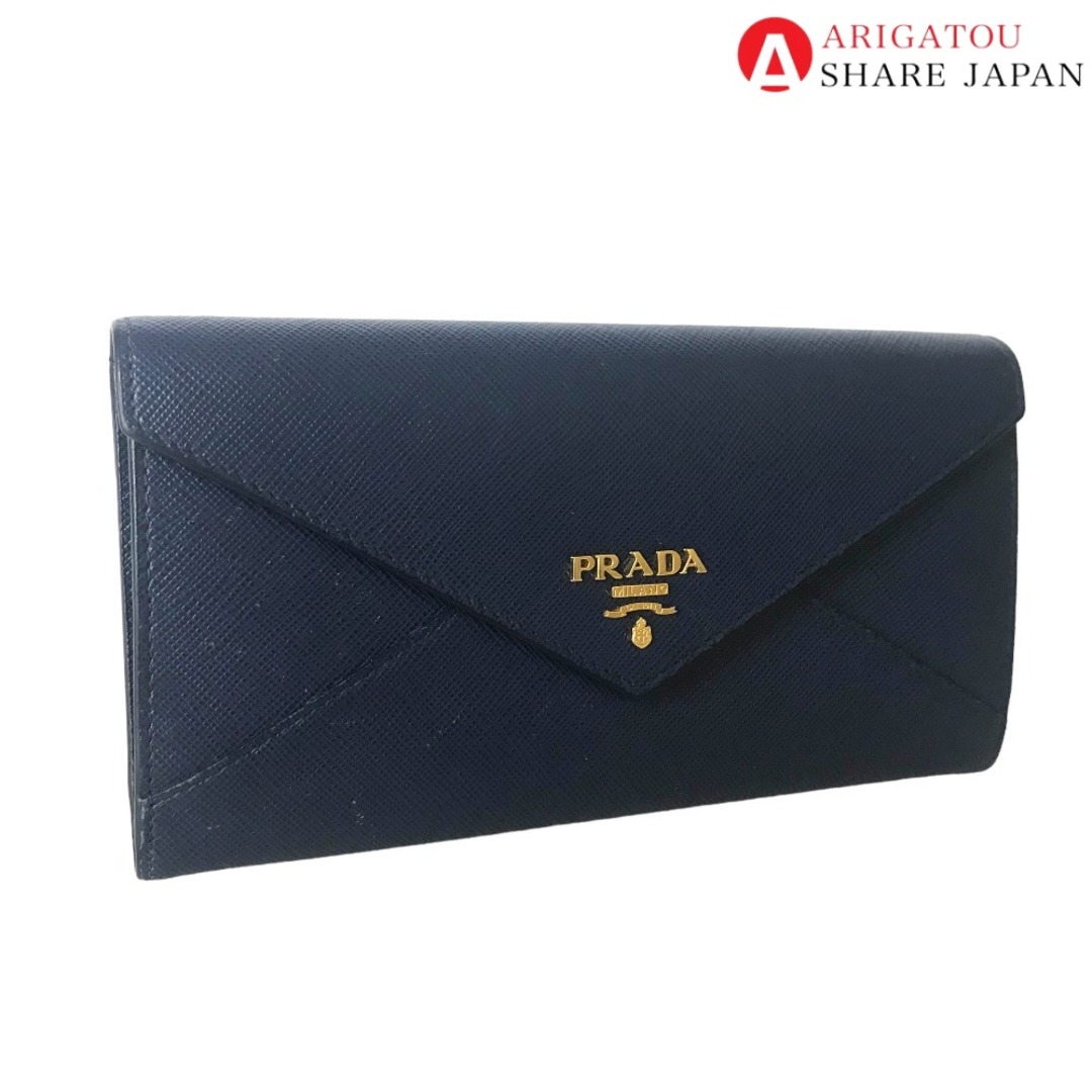 PRADA(プラダ)のPRADA プラダ サフィアーノ 長財布 レディース レザー ブルー 2つ折り 青 1MH037 中古品【鑑定済】 レディースのファッション小物(財布)の商品写真