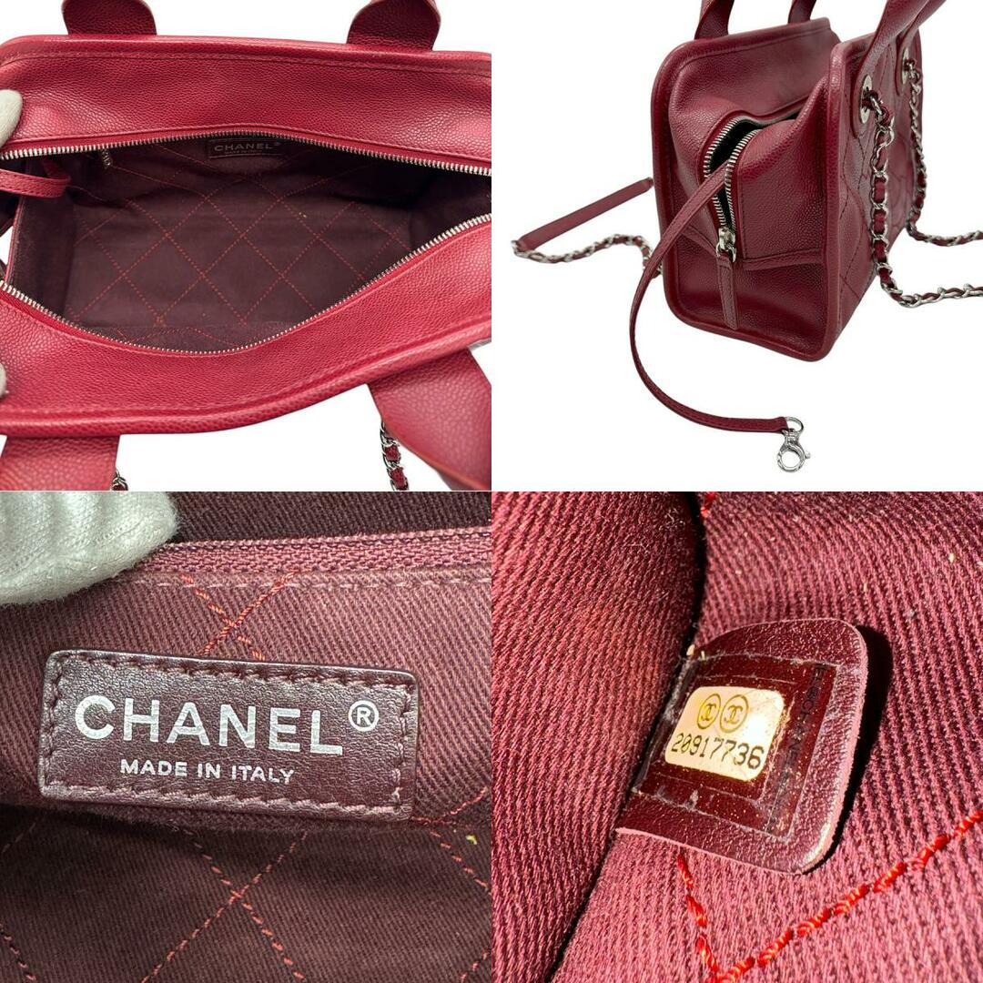 CHANEL(シャネル)のシャネル CHANEL ハンドバッグ ショルダーバッグ ドーヴィル ボーリング キャビアスキンレザー/メタル ボルドー/シルバー 送料無料【中古】 z0617 レディースのバッグ(ハンドバッグ)の商品写真