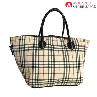 バーバリーブルーレーベル(BURBERRY BLUE LABEL)のBURBERRY BLUE LABEL バーバリーブルーレーベル ノバチェック ハンドバッグ トートバッグ レディース ナイロン ベージュ ZAE02 300 43 中古品【鑑定済】(トートバッグ)