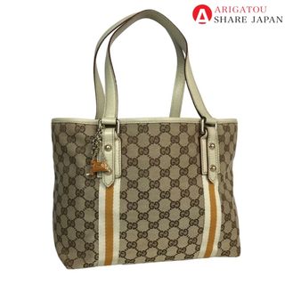 グッチ(Gucci)のGUCCI グッチ シェリーライン ハンドバッグ トートバッグ レディース GGキャンバス ブラウン 茶色 137396 中古品【鑑定済】(トートバッグ)