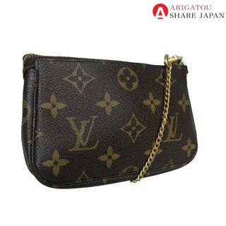 LOUIS VUITTON - LOUIS VUITTON ルイヴィトン ミニ ポシェット アクセソワール ハンドバッグ ポーチ レディース モノグラムキャンバス ブラウン M58009 中古品【鑑定済】