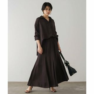 パルグループアウトレット(PAL GROUP OUTLET)の【ブラウン】【Loungedress】サテンフレアシャツ(シャツ/ブラウス(長袖/七分))