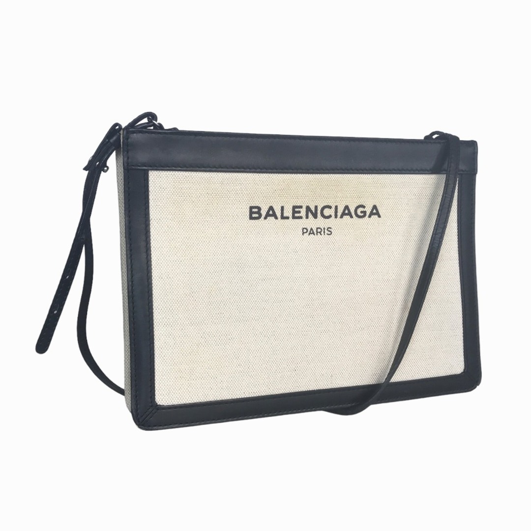 Balenciaga(バレンシアガ)のBALENCIAGA バレンシアガ ネイビー ポシェット クロスボディ ショルダーバッグ レディース キャンバス ホワイト ネイビー 斜め掛け 肩掛け 白 紺 339937 1080 A 52817 中古品【鑑定済】 レディースのバッグ(ショルダーバッグ)の商品写真