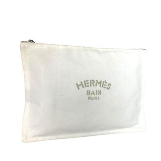 エルメス(Hermes)のHERMES エルメス ヨッティング ポーチ レディース キャンバス ホワイト白 中古品【鑑定済】(ポーチ)