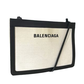 バレンシアガ(Balenciaga)のBALENCIAGA バレンシアガ ネイビー ポシェット クロスボディ ショルダーバッグ レディース キャンバス ブラック ホワイト斜め掛け 肩掛け 黒 白 339937 1080 Y 628147 中古品【鑑定済】(ショルダーバッグ)