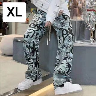 パンツ メンズ 柄パンツ 総柄 派手 ストリートおしゃれ オーバーサイズ XL(その他)