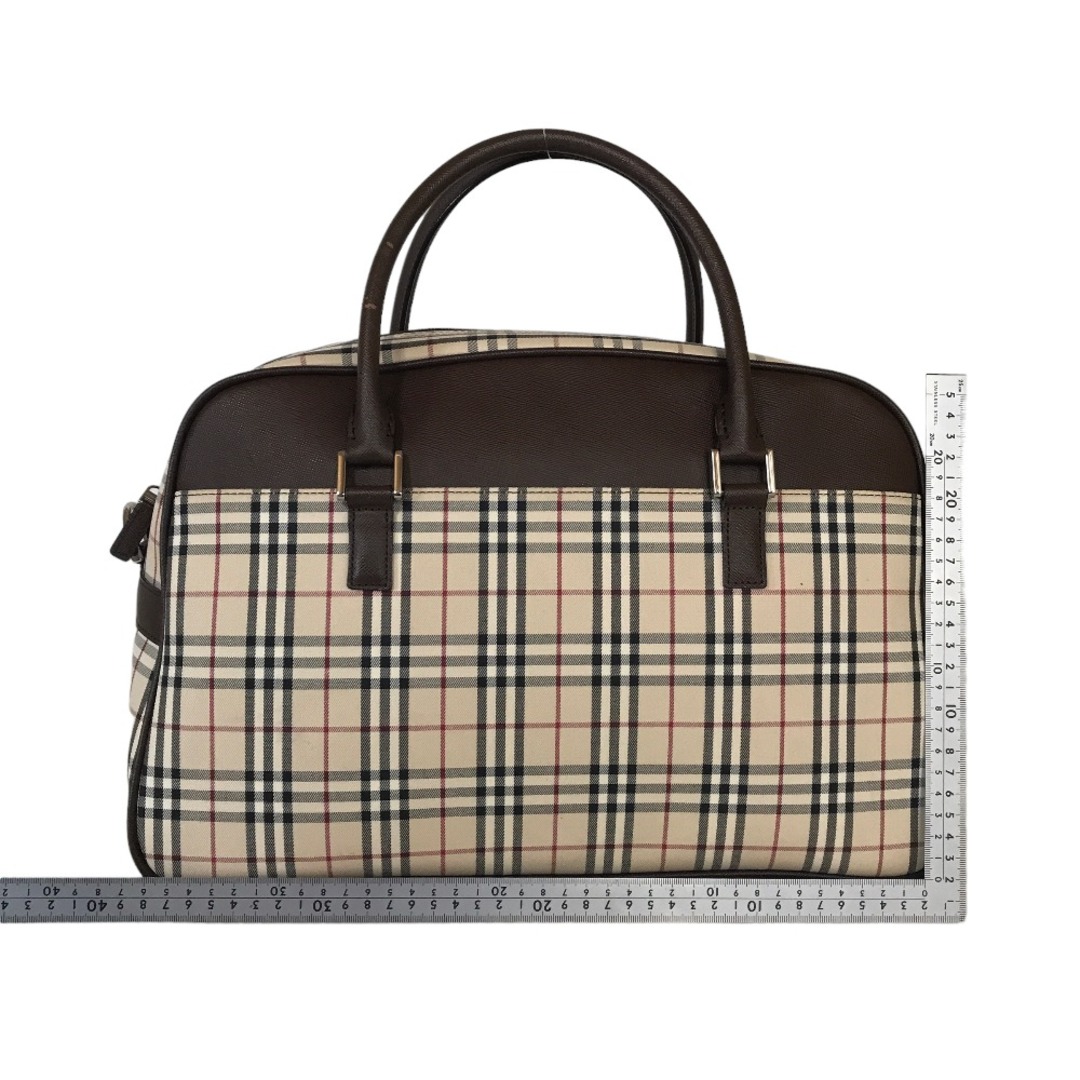 BURBERRY バーバリー ノバチェック ミニボストンバッグ ハンドバッグ レディース キャンバス ブラウン ベージュ 茶色 中古品【鑑定済】 BURBERRY バーバリー ノバチェック ミニボストンバッグ ハンドバッグ レディース キャンバス ブラウン ベージュ 茶色 中古品【鑑定済】
