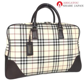 バーバリー(BURBERRY)のBURBERRY バーバリー ノバチェック ハンドバッグ ビジネスバッグ メンズ キャンバス ベージュ ブラウン 茶色 中古品【鑑定済】(ビジネスバッグ)