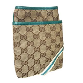 グッチ(Gucci)のGUCCI グッチ クロスボディ ショルダーバッグ レディース GGキャンバス ブラウン グリーン 斜め掛け 肩掛け 茶色 141863 001998 中古品【鑑定済】(ショルダーバッグ)