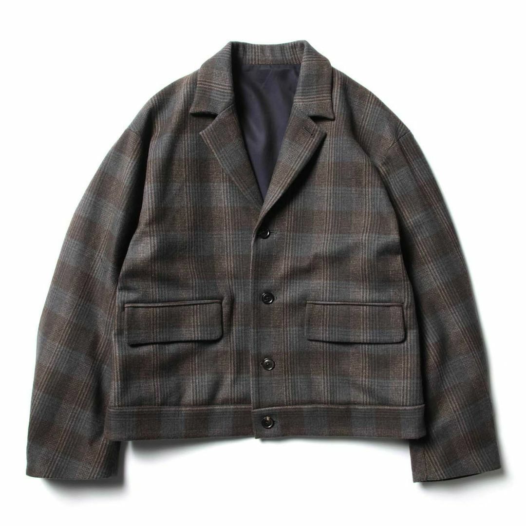 URU(ウル)のURU ウル WOOL CHECK SHORT JACKET Gray メンズのジャケット/アウター(テーラードジャケット)の商品写真