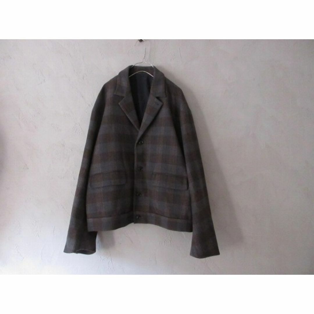 URU(ウル)のURU ウル WOOL CHECK SHORT JACKET Gray メンズのジャケット/アウター(テーラードジャケット)の商品写真