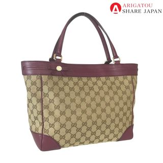 グッチ(Gucci)のGUCCI グッチ メイフェア ハンドバッグ トートバッグ レディース GGキャンバス ベージュ ワインレッド 257061 486628 中古品【鑑定済】(トートバッグ)