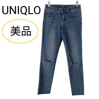 ユニクロ(UNIQLO)の美品 ユニクロ ウルトラストレッチ ジーンズ カットオフ ブルー 23(デニム/ジーンズ)