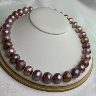 綺麗！黒真珠ネックレス15mm 天然パールネックレス42cm(ネックレス)