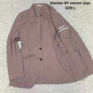 steven alan - 春夏 スティーブアラン リネン混 千鳥格子柄 テーラードジャケット L レッド系