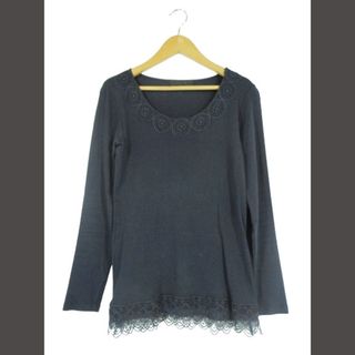 JEANASIS Tシャツ ロンT カットソー 丸首 長袖 無地 ネイビー F