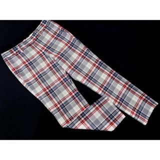 イネド(INED)のINED イネド チェック クロップド パンツ size11/白ｘ赤ｘ紺 ■◇ レディース(クロップドパンツ)